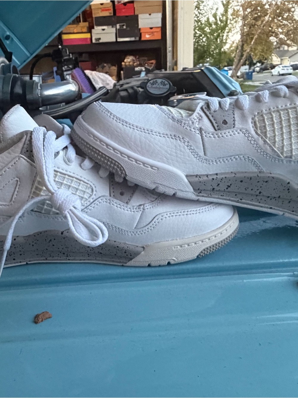 Jordan Kids White Sneakers with Speckled Gray Midsole